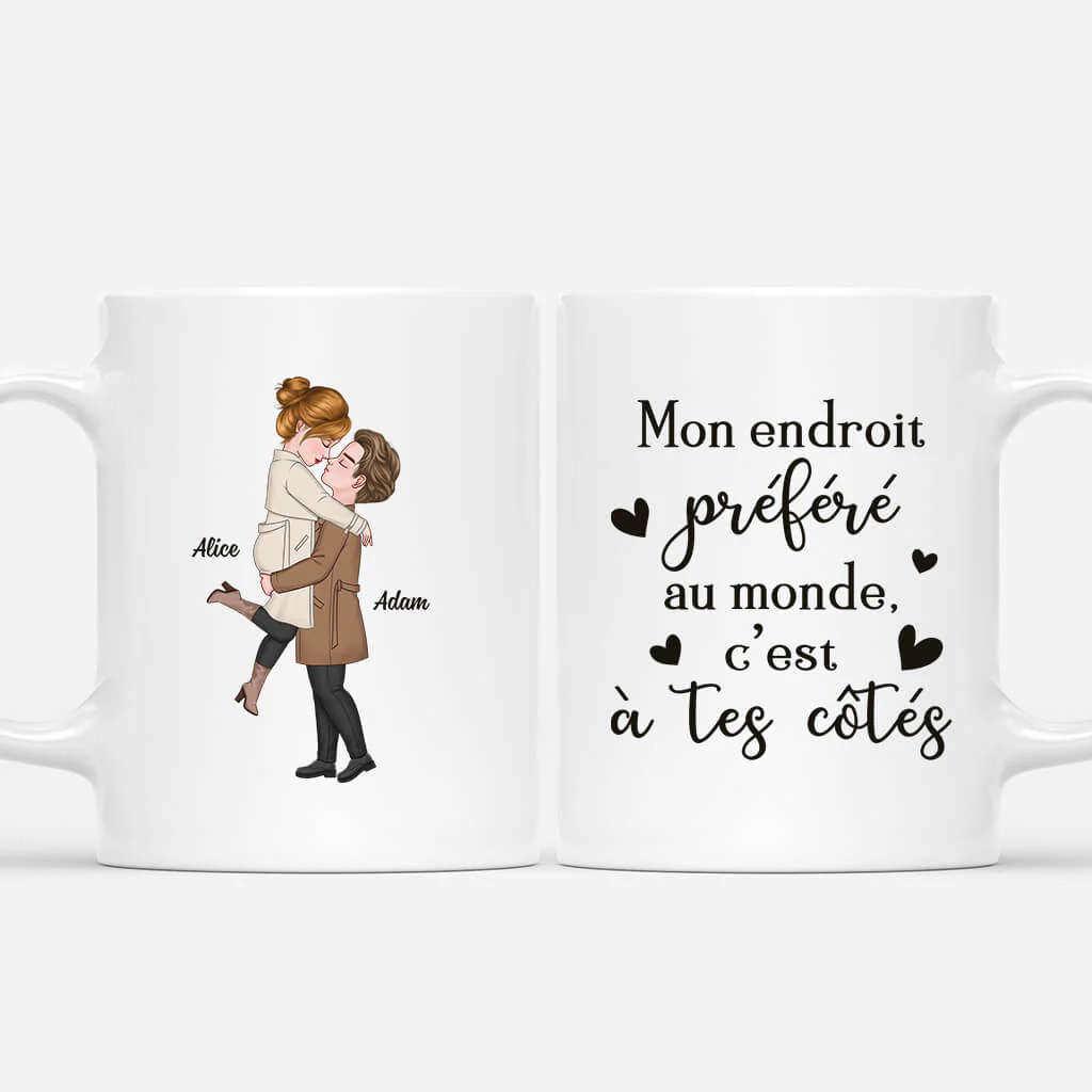 Mug Couple Personnalisé - Mon Endroit Préféré Dans Ce Monde