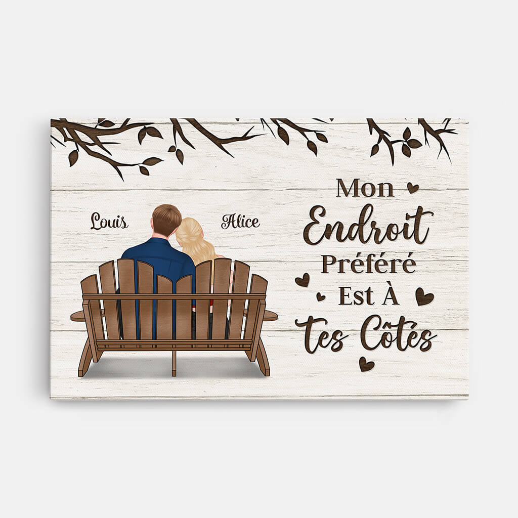 Toile Personnalisée Couple - Mon Endroit Préféré Est À Tes Côtés