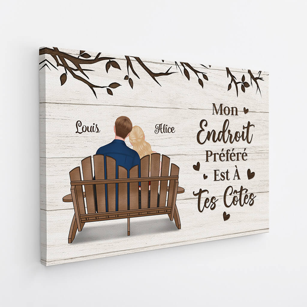 Toile Personnalisée Couple - Mon Endroit Préféré Est À Tes Côtés - Image 2