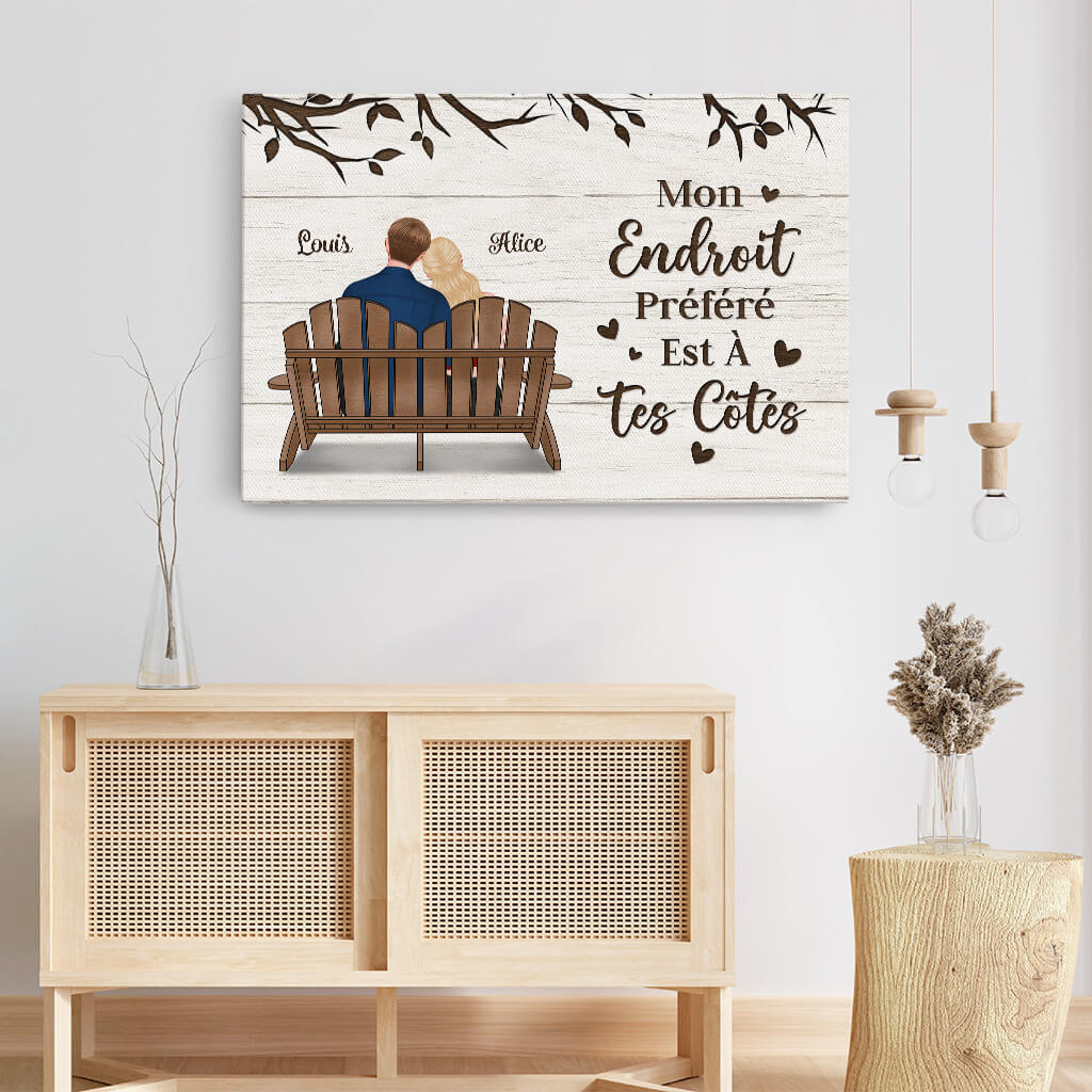 Toile Personnalisée Couple - Mon Endroit Préféré Est À Tes Côtés - Image 3