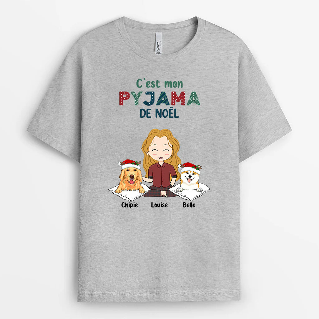 Tee Shirt Personnalisé Femme Noël - Mon Pyjama Avec Chien