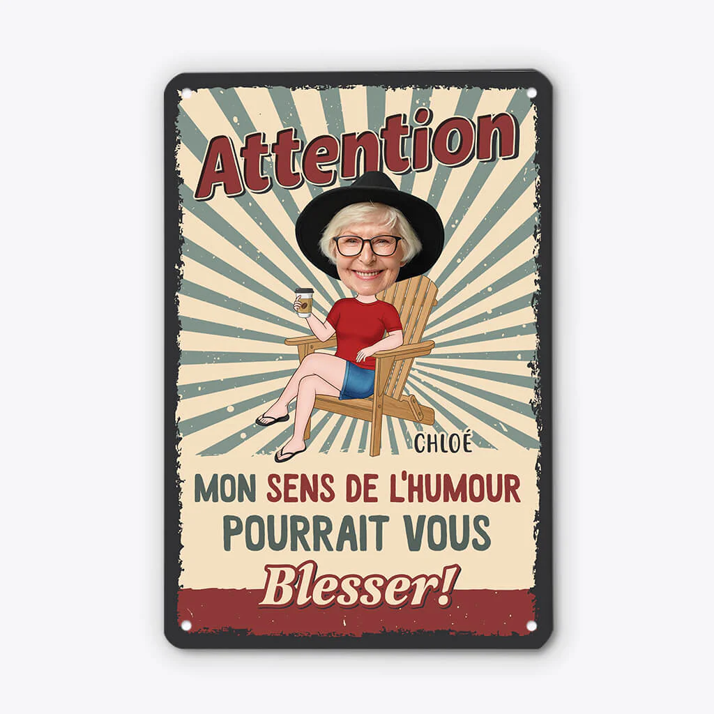 Plaque personnalisé pour homme et femme – Mon sens de l'humour - Image 2