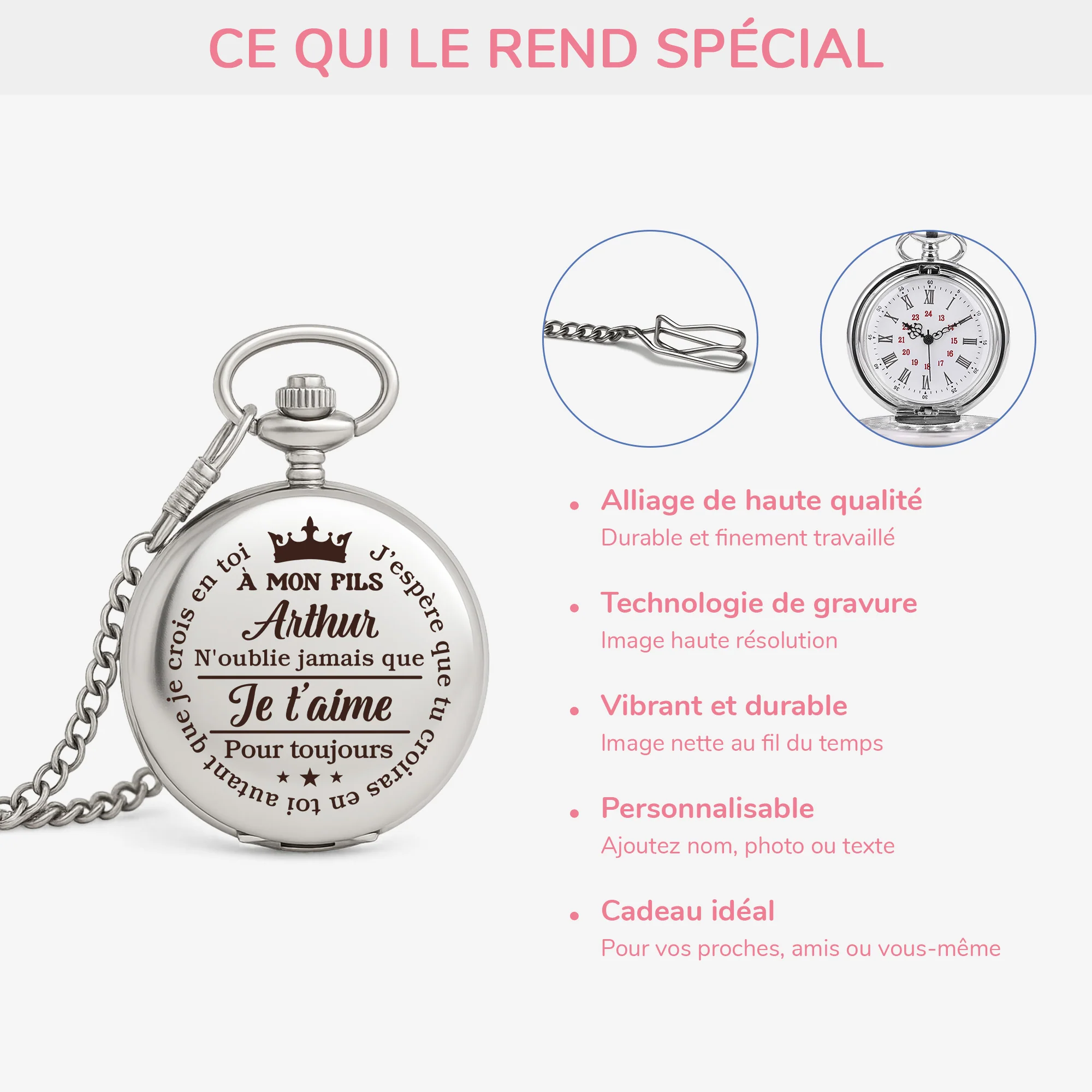 Montre De Poche Personnalisable - À Mon Fils - Image 4