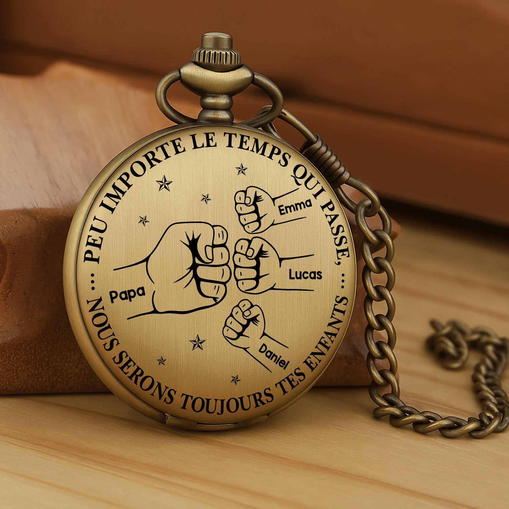 Montre De Poche Personnalisable - Toujours Tes Enfants Cadeau Papa Papy - Image 2