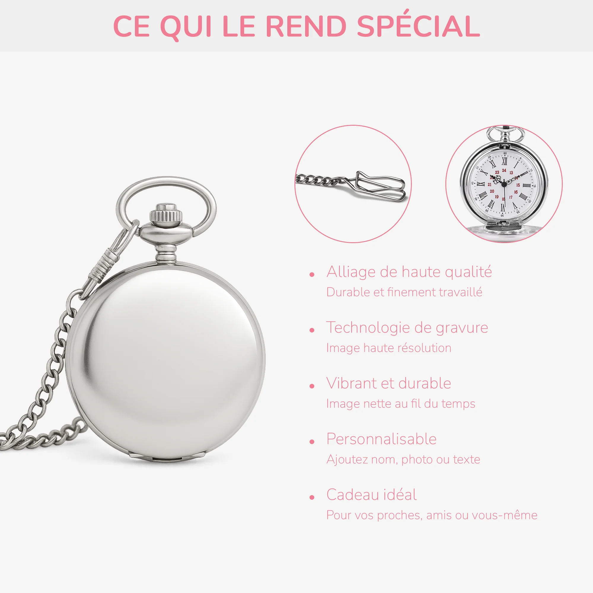Montre De Poche Personnalisable - Toujours Tes Enfants Cadeau Papa Papy - Image 4