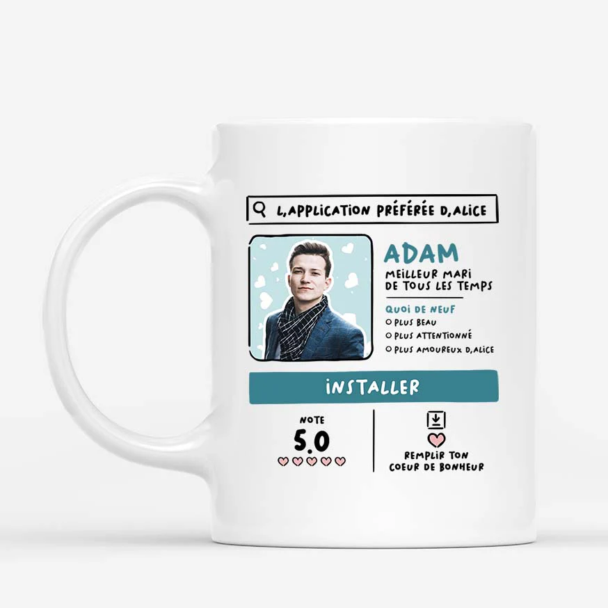 Mug Personnalisé Couple – Application Préférée d’Emma