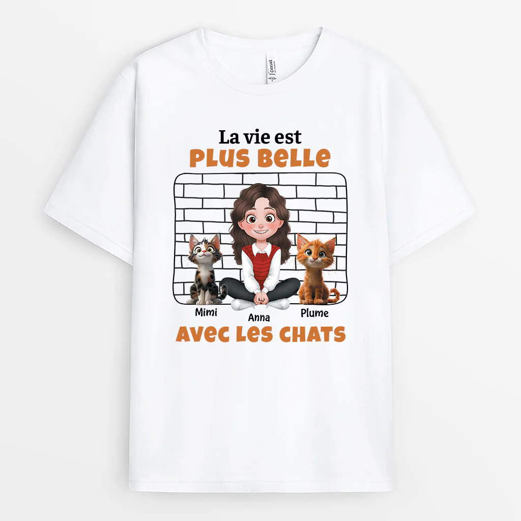 T-Shirt Avec Chat Personnalisé - La Meilleure Vie