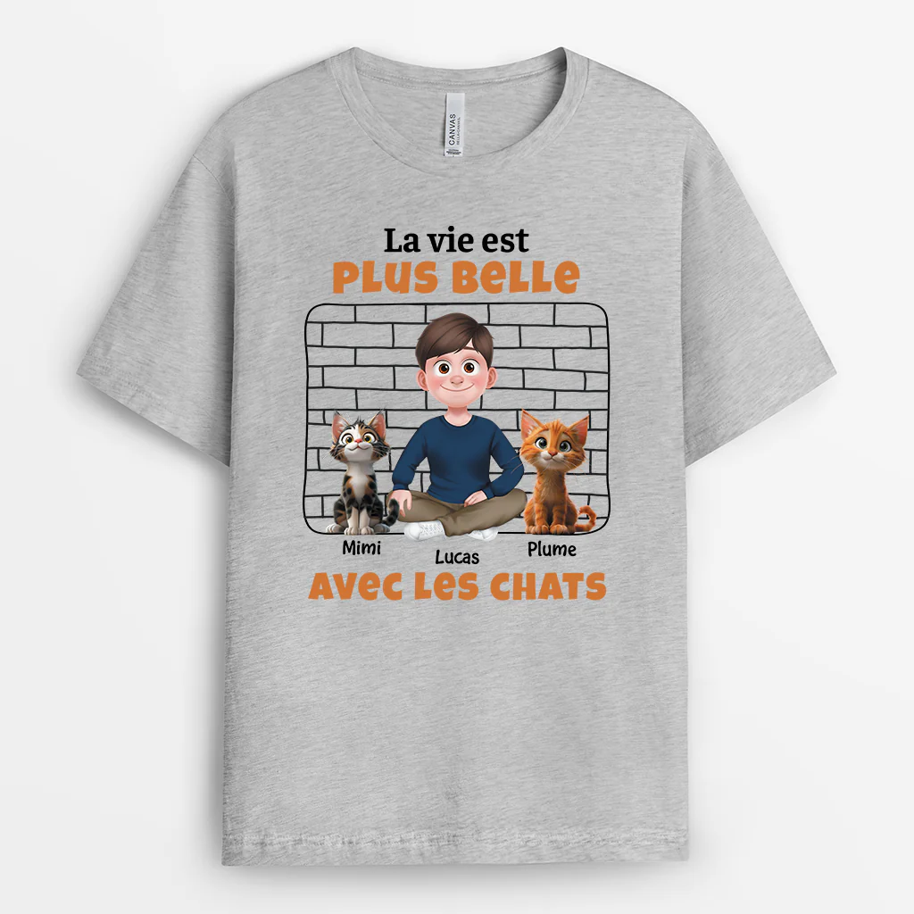 T-Shirt Avec Chat Personnalisé - La Meilleure Vie - Image 2