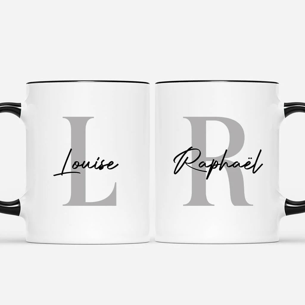 Mug Personnalisé Couple - Avec Initiales Simple