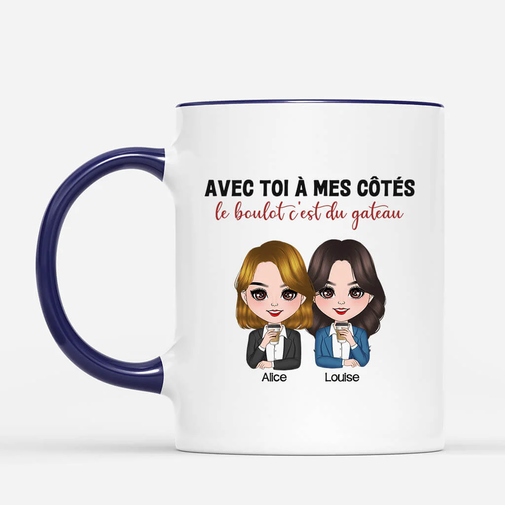 Mug personnalisé collègue - Avec toi le boulot c’est du gâteau - Image 2