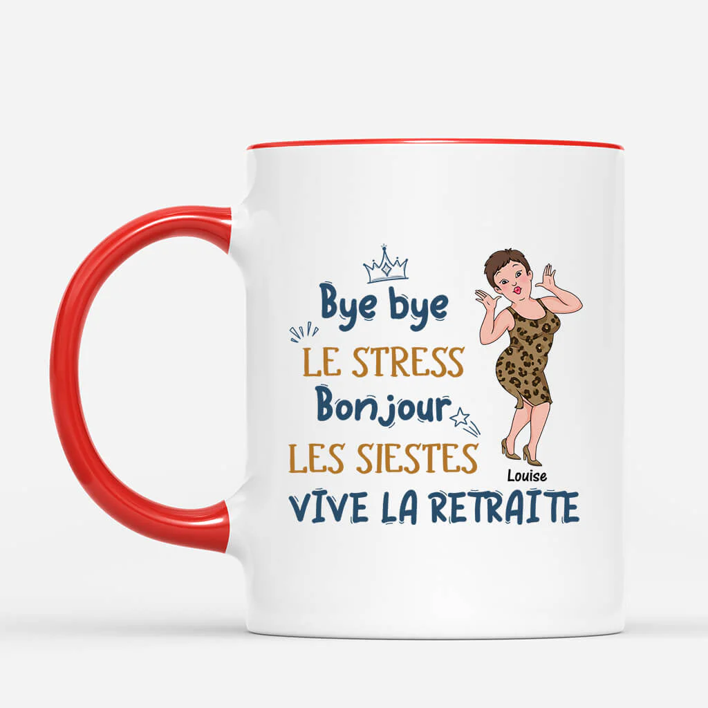 Tasse Personnalisée Texte | Bye Bye Le Stress Bonjour Les Siestes - Image 2