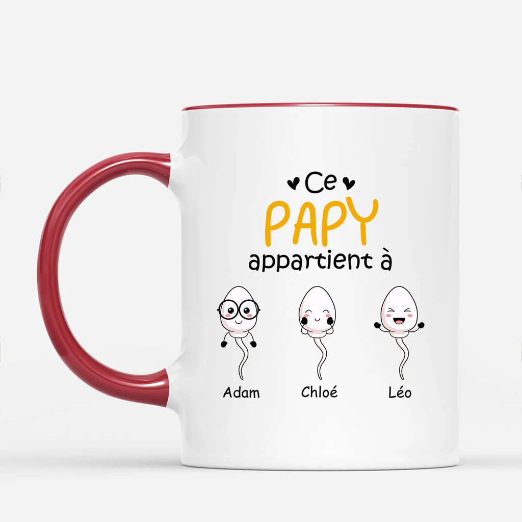 Mug Personnalisé Papa - Papa Papy Appartient À Rigolo - Image 2