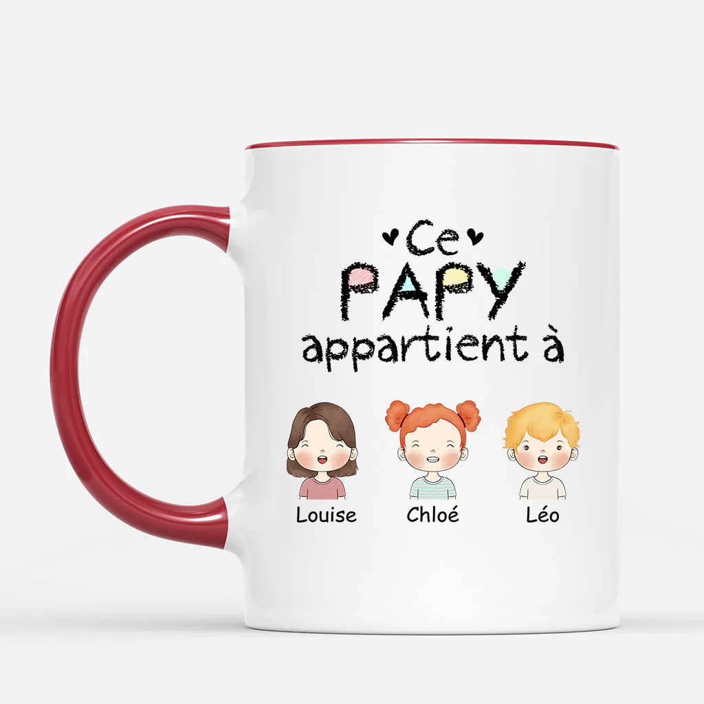 Mug Personnalisé Papa - Ce Papy/Papa Appartient Avec Prénoms D'enfants - Image 2