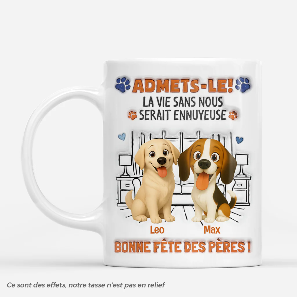 Mug Chien Personnalisé Prénom - Vie Ennuyeuse Sans Moi