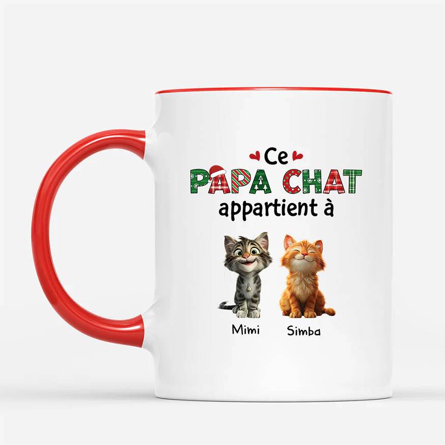 Mug De Noël Personnalisé - Ce Papa Chat Appartient À - Image 2