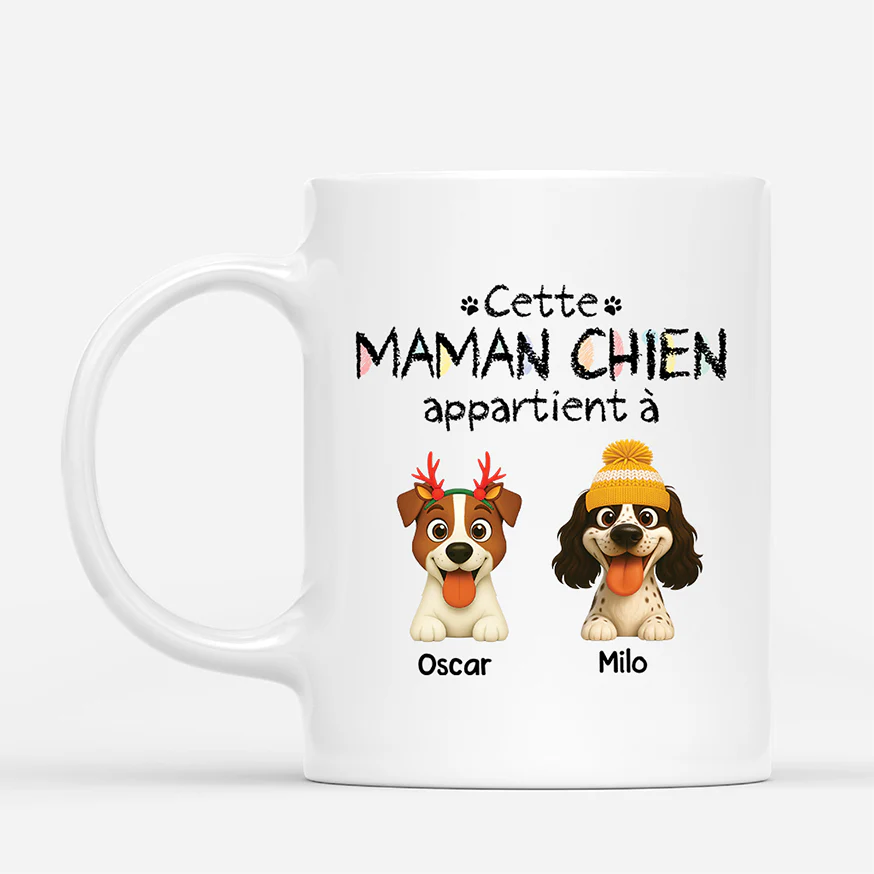 Mug De Noël Personnalisé - Cette Maman Chien Appartient À