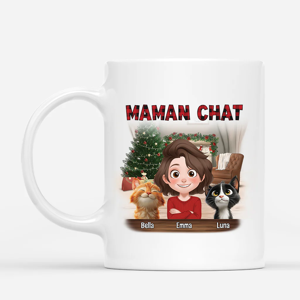 Mug De Noël Personnalisé - Maman Chat