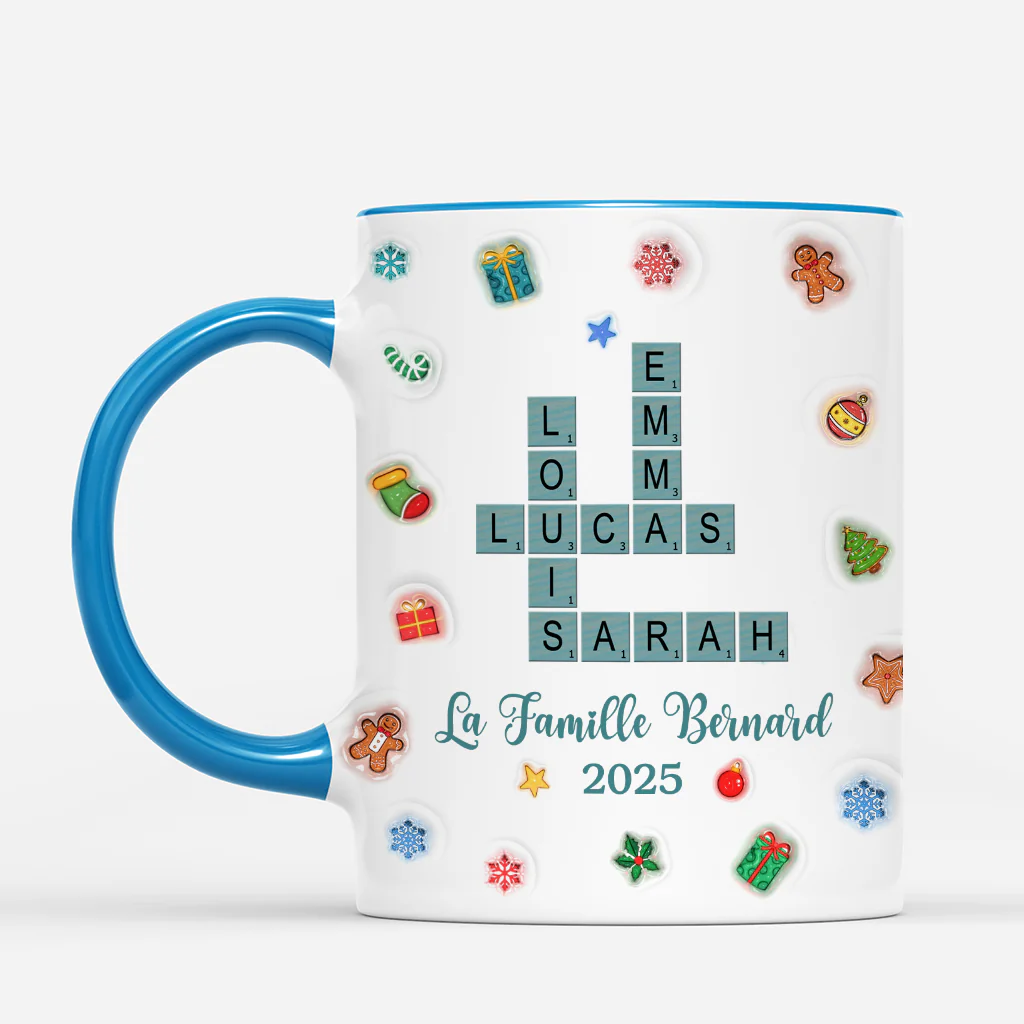Mot Croisé Famille Personnalisé - Mug De Noël Personnalisé - Image 2