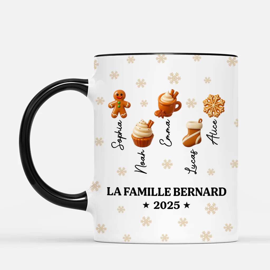 Mug De Noël Personnalisé - Notre Famille Avec Neige Et Biscuit - Image 2