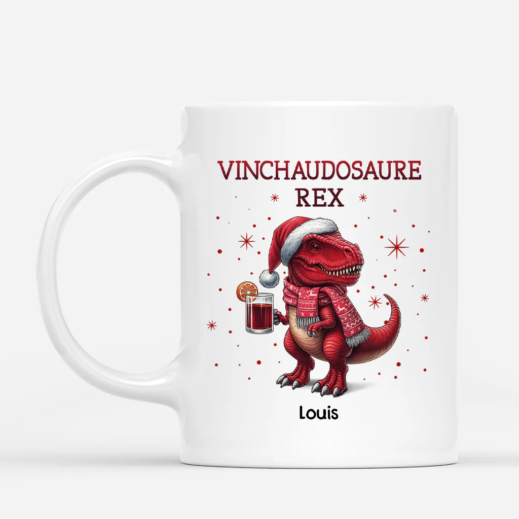 Tasse de Dinosaure De Noël Personnalisé - Vinchaudosaure Rex