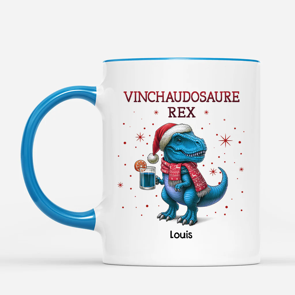 Tasse de Dinosaure De Noël Personnalisé - Vinchaudosaure Rex - Image 2