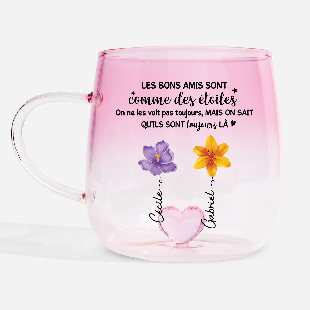 Mug Verre Dégradé Meilleure Amie - Les Bons Amis Sont Des Étoiles