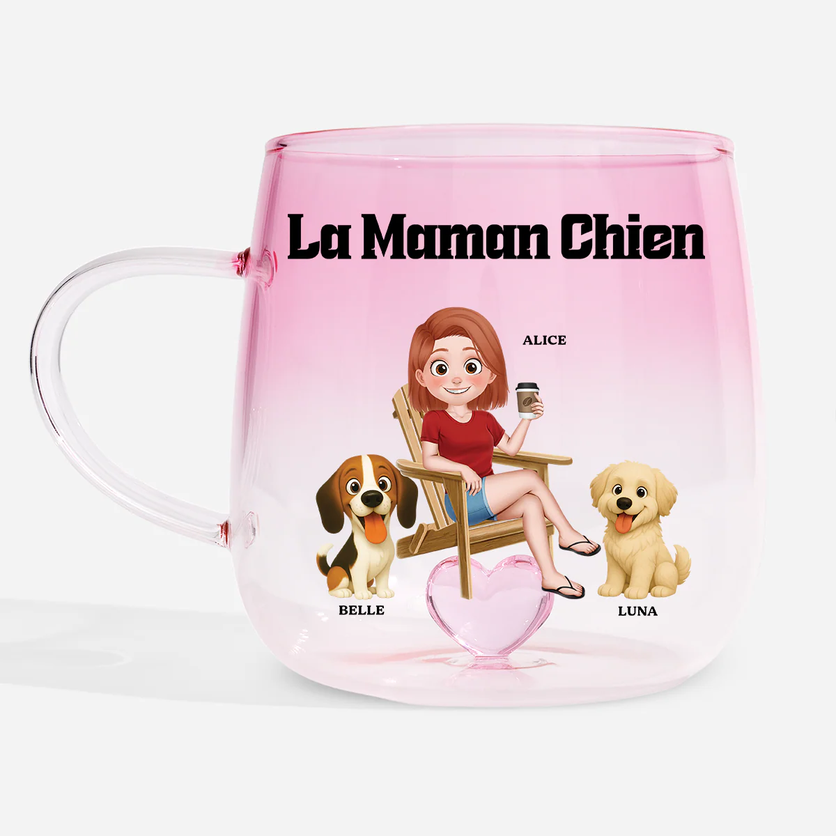 Mug En Verre Personnalisé Dégradé - La Maman Chien