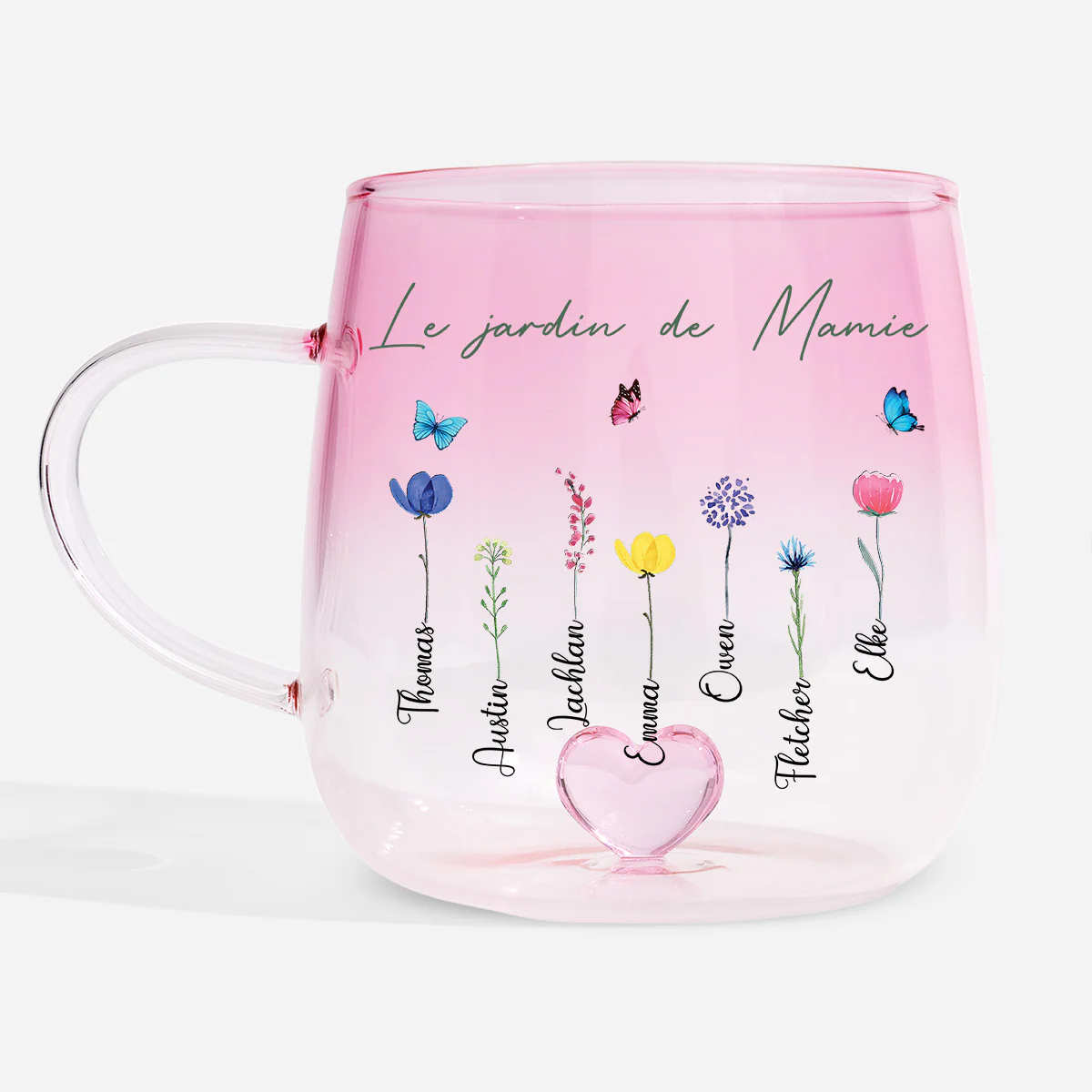 Mug En Verre Personnalisé Dégradé - Le Jardin De Maman Mamie