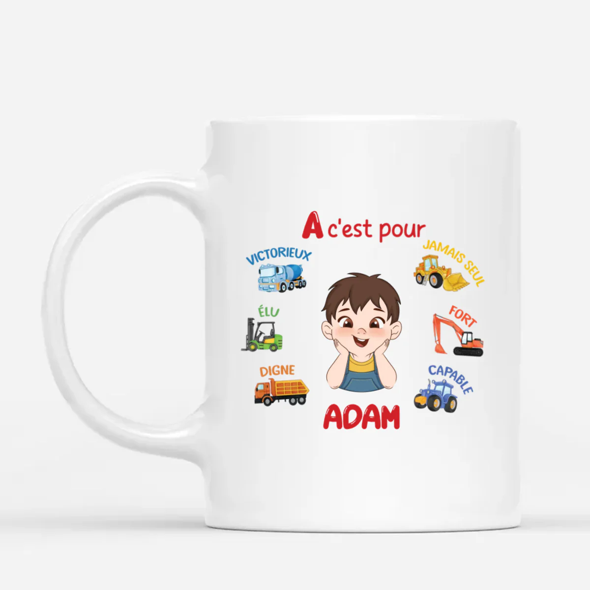 Mug Enfant Alphabet Avec Véhicules Personnalisé