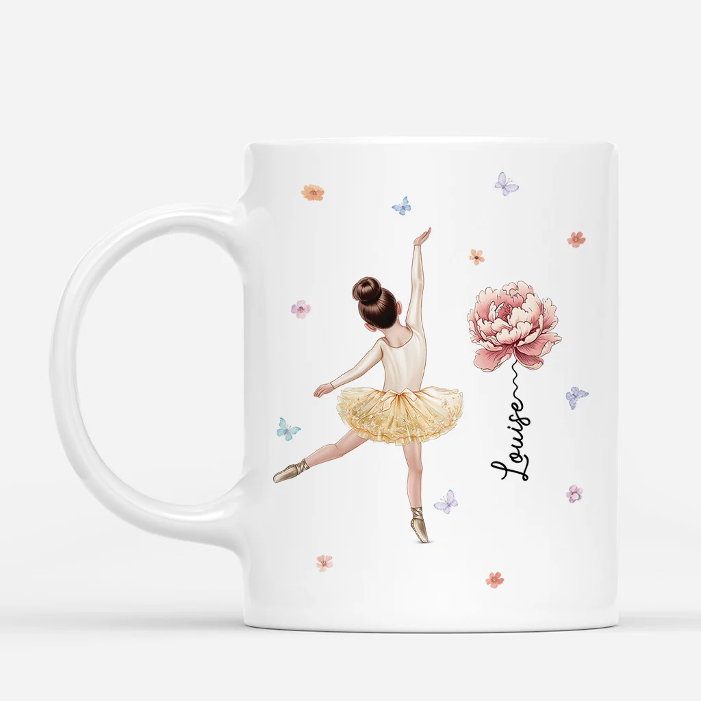 Mug Enfant Personnalisé - La Ballerine Avec Fleur