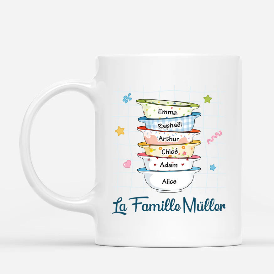 Mug personnalisé famille nombreuse – Bols d’amour