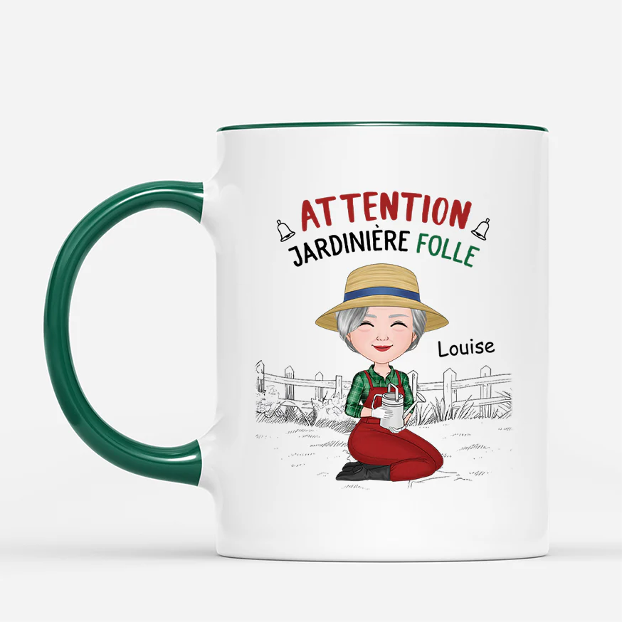Mug Femme Humour Personnalisé - Jardinière Folle - Visage - Image 2