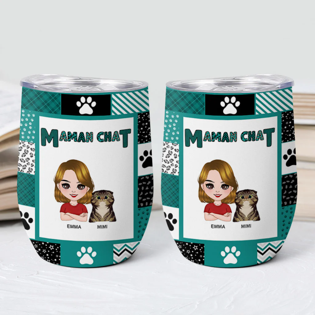 Mug Isotherme 355ml Personnalisé - Papa Chat Patchwork De Pattes - Image 2