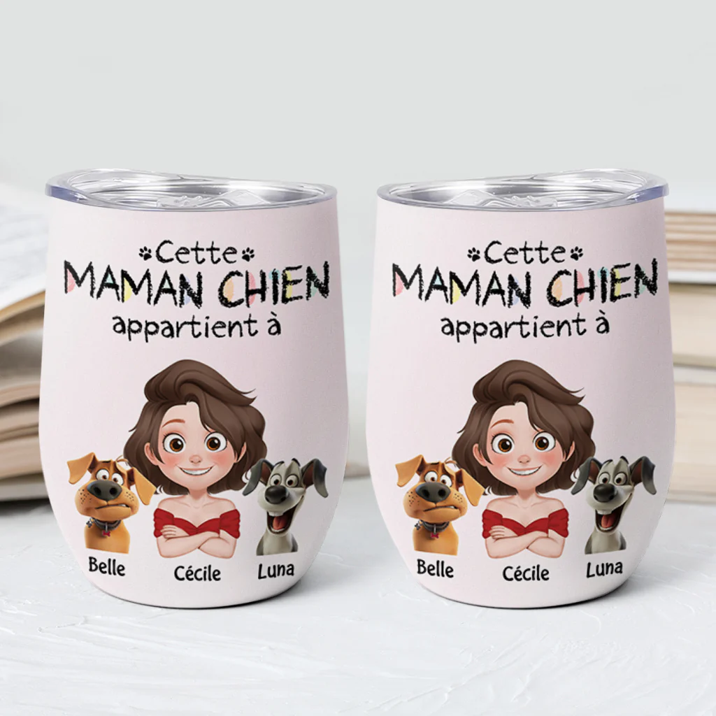 Mug Isotherme 355ml Personnalisé Chien - Ce Papa/Maman Chien Appartient À - Design Cartoon - Image 2