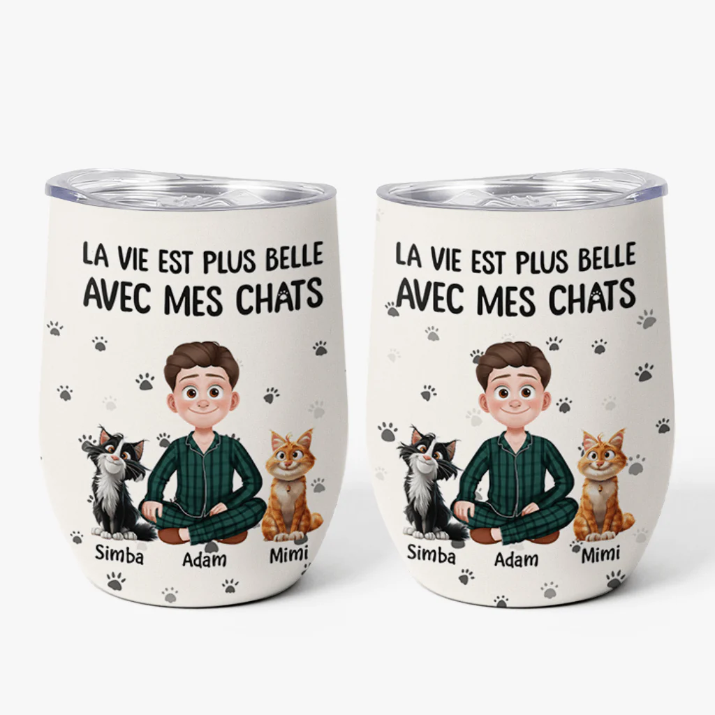 Mug Isotherme Chat | Mug Isotherme 355ml Personnalisé La Vie Est Plus Belle Avec Les Chats