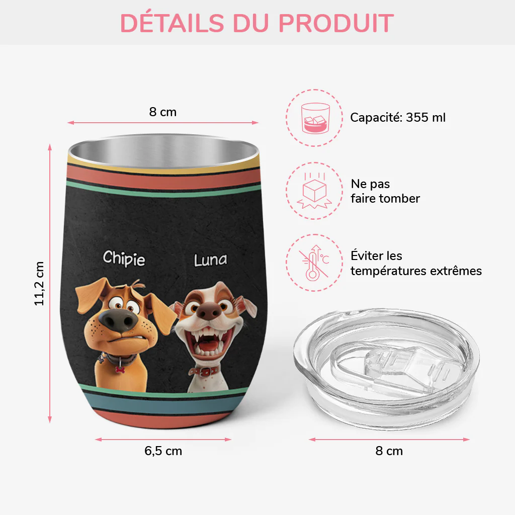 Cadeau Personnalisé Chien | Mug Isotherme 355ml Vin Et Chien Personnalisé - Image 3