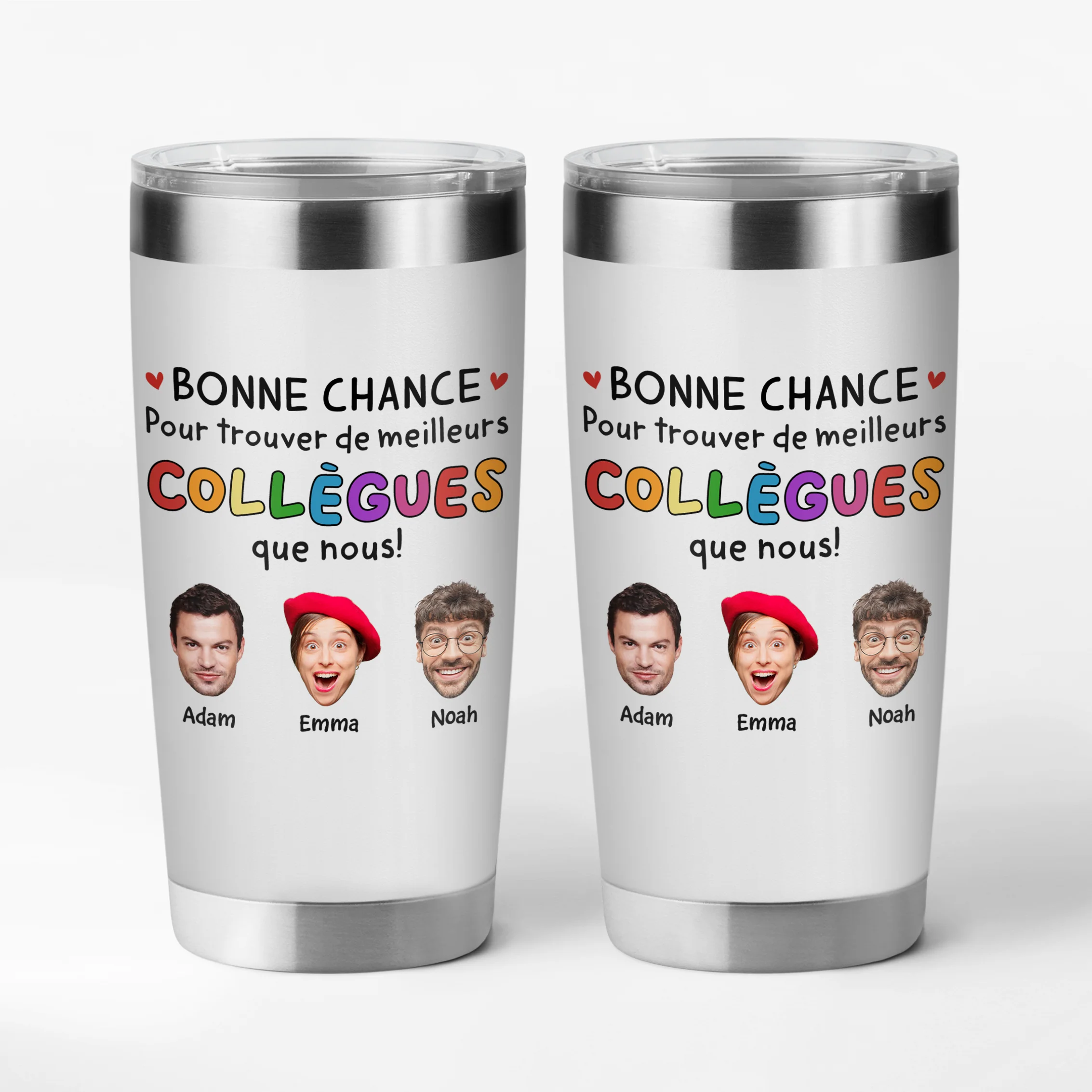 Mug Isotherme 590ml Personnalisé Avec Visages - Meilleurs Collègues Que Nous