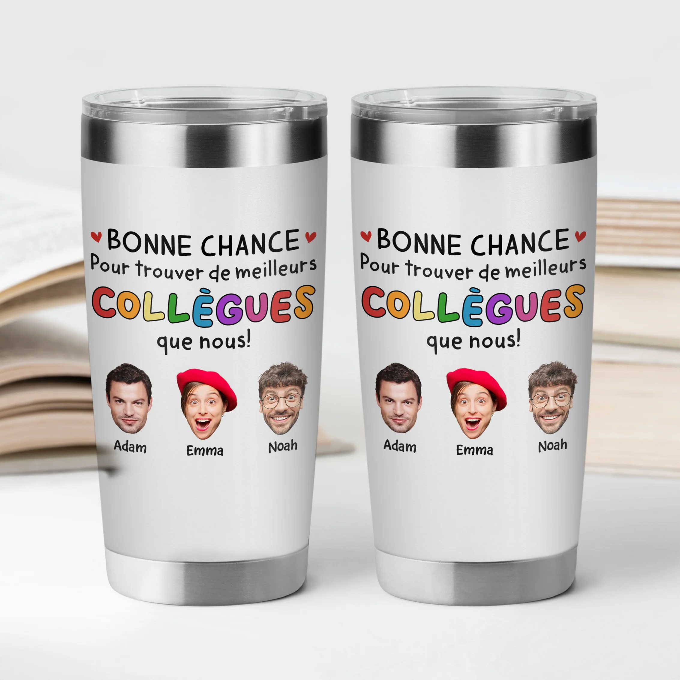 Mug Isotherme 590ml Personnalisé Avec Visages - Meilleurs Collègues Que Nous - Image 2