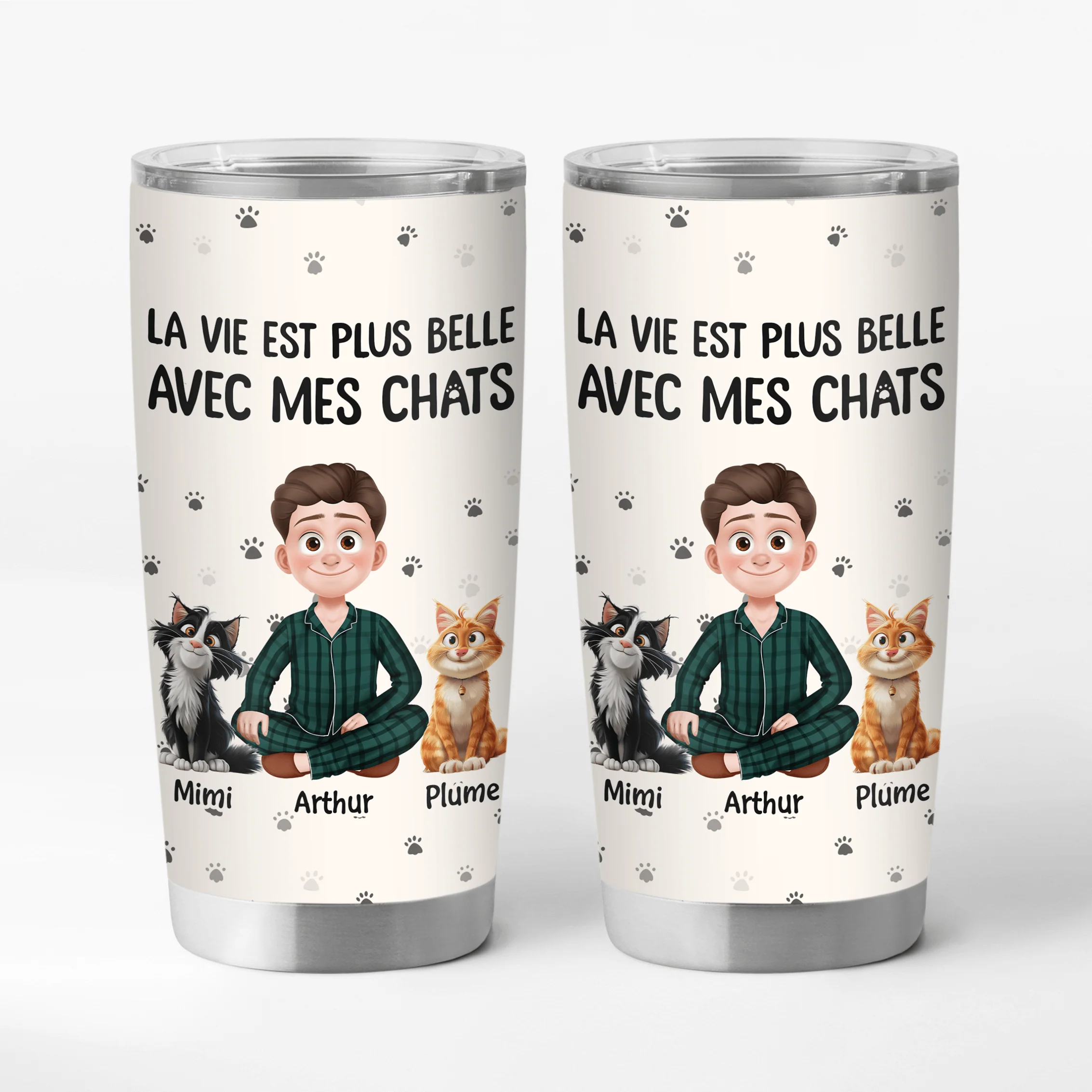 Mug Isotherme 590ml Personnalisé Pour Propriétaire De Chat