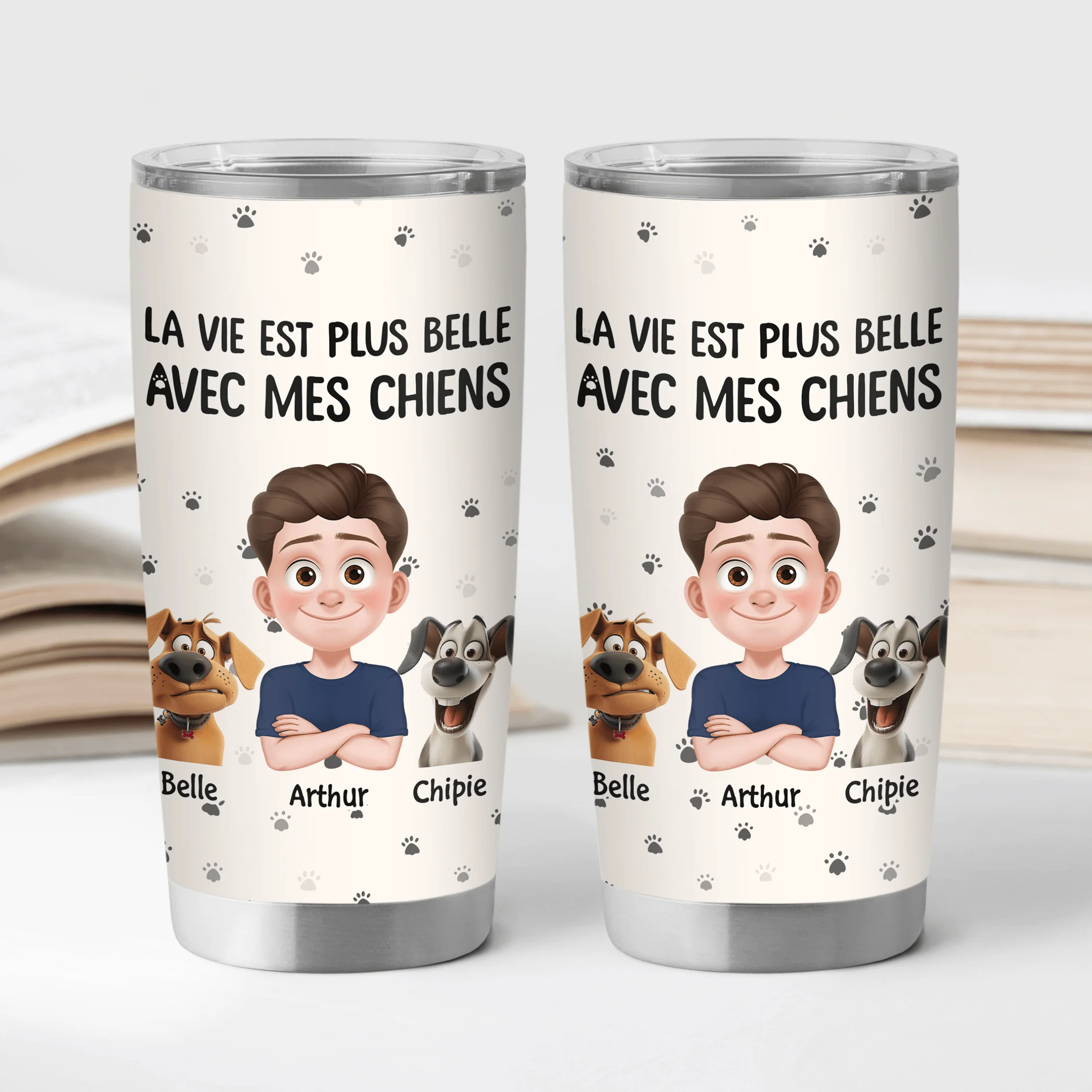 Cadeau Personnalisé Avec Chien | Mug Isotherme 590ml La Vie Est Plus Belle Avec Les Chiens - Image 2