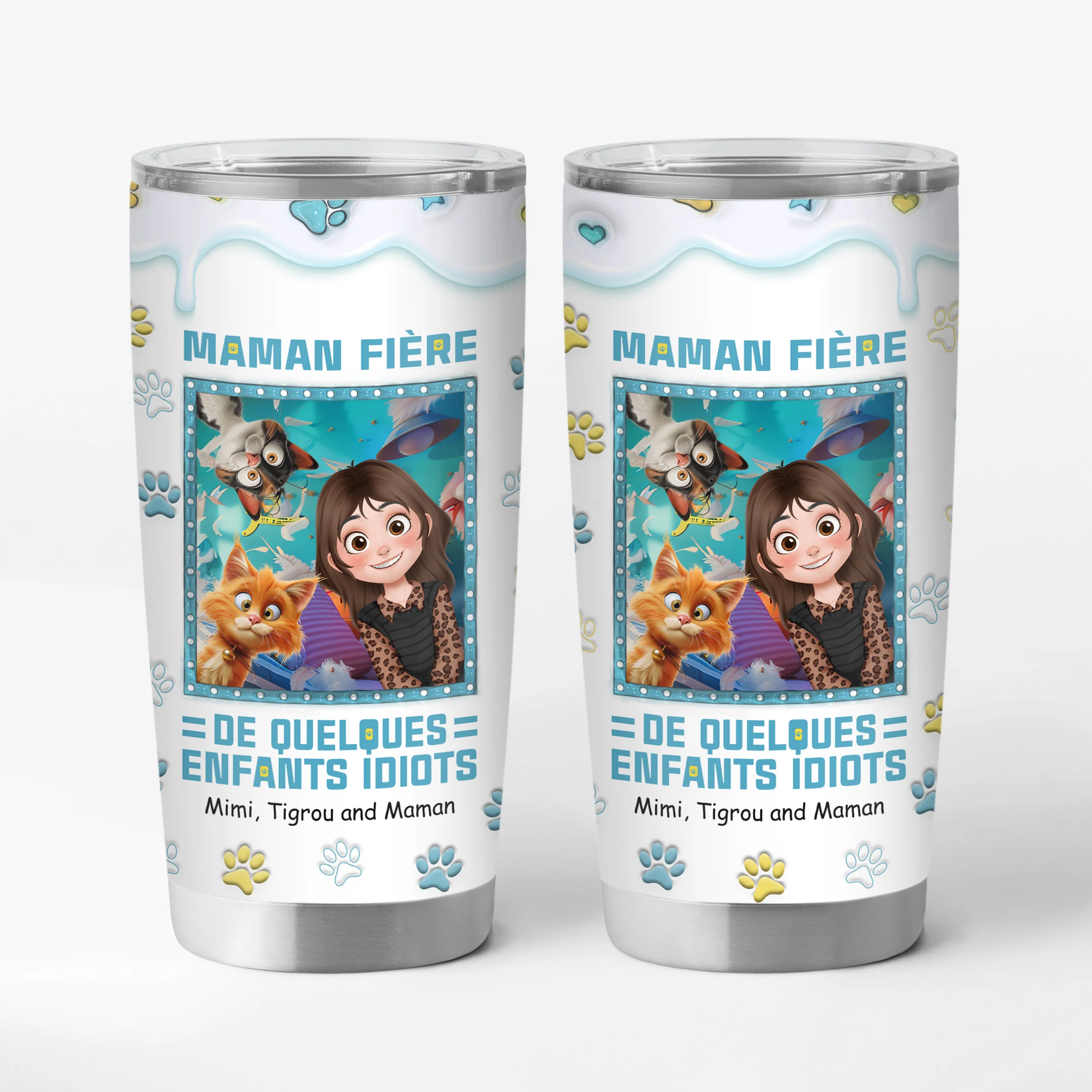 Mug Isotherme 590ml Personnalisé - Maman Chat Fière