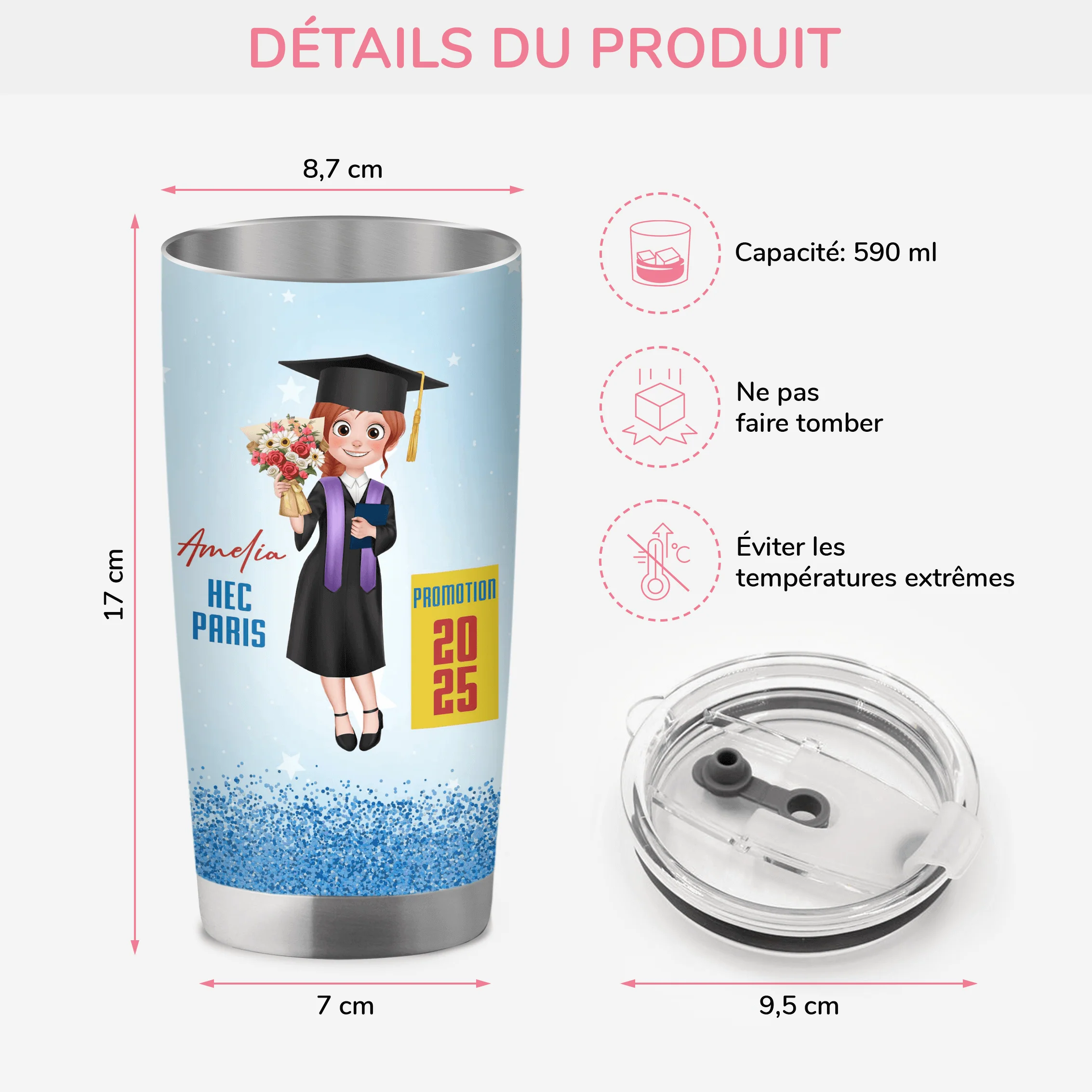 Mug Isotherme 590ml Personnalisé - Plus Sexy Avec Un Diplôme - Femme - Image 3