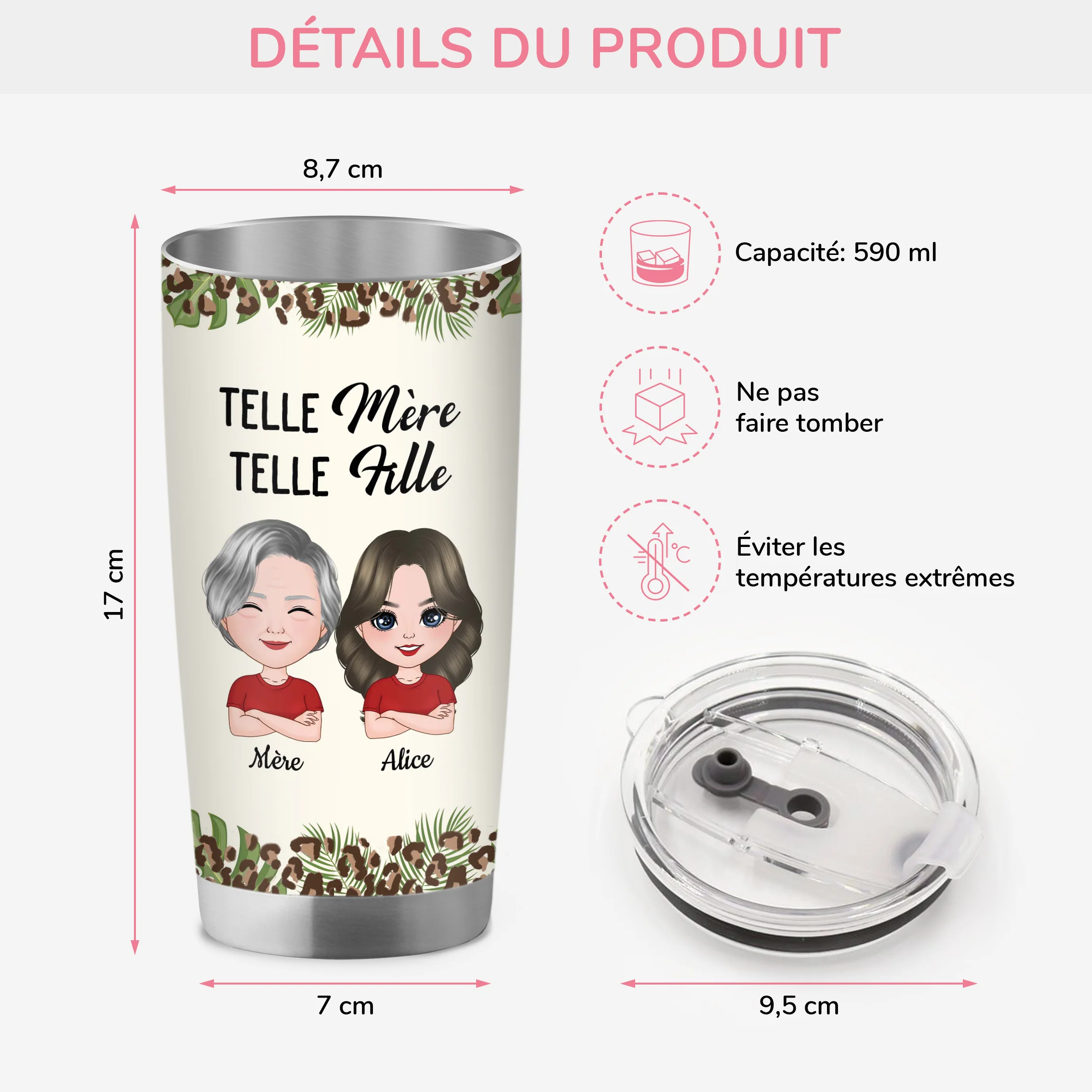 Cadeau Personnalisé Pour Une Maman | Mug Isotherme 590ml Telle Mere Telle Fille - Image 3