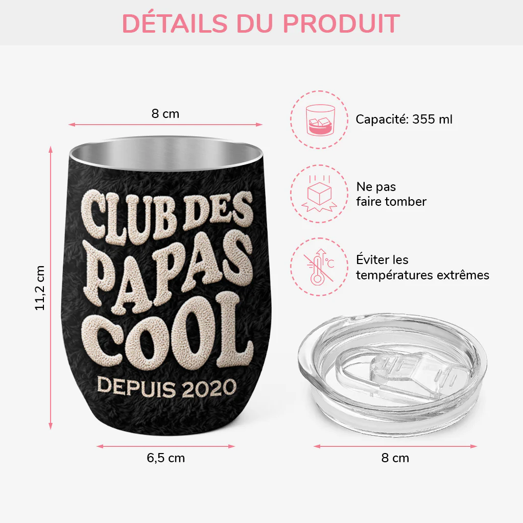 Mug Isotherme Personnalisé Prénom 355ml - Club Des Papas Mamans Cool - Image 3
