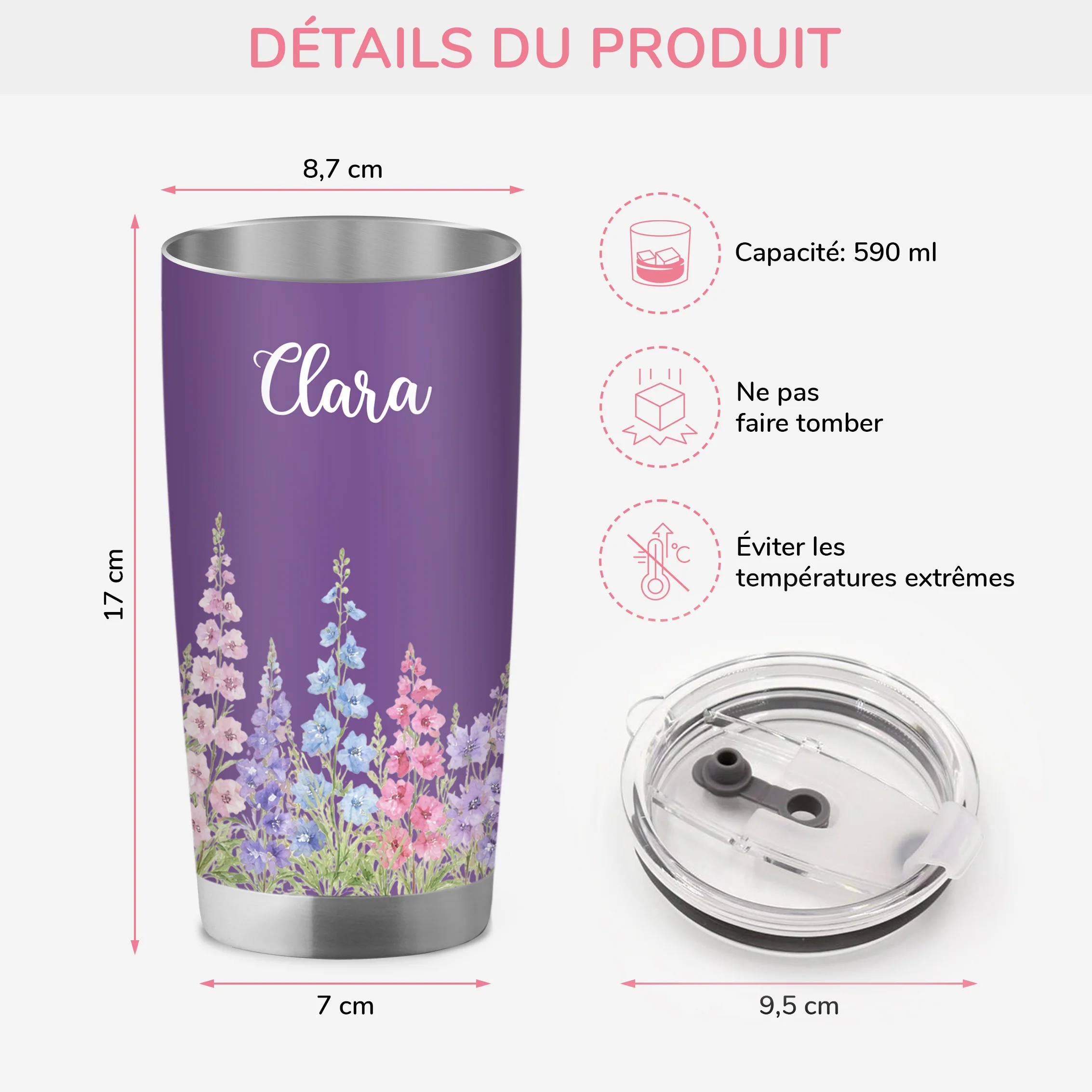 Mug Isotherme Personnalisé Prénom 590ml - Cadeau Personnalisé Femme - Image 3