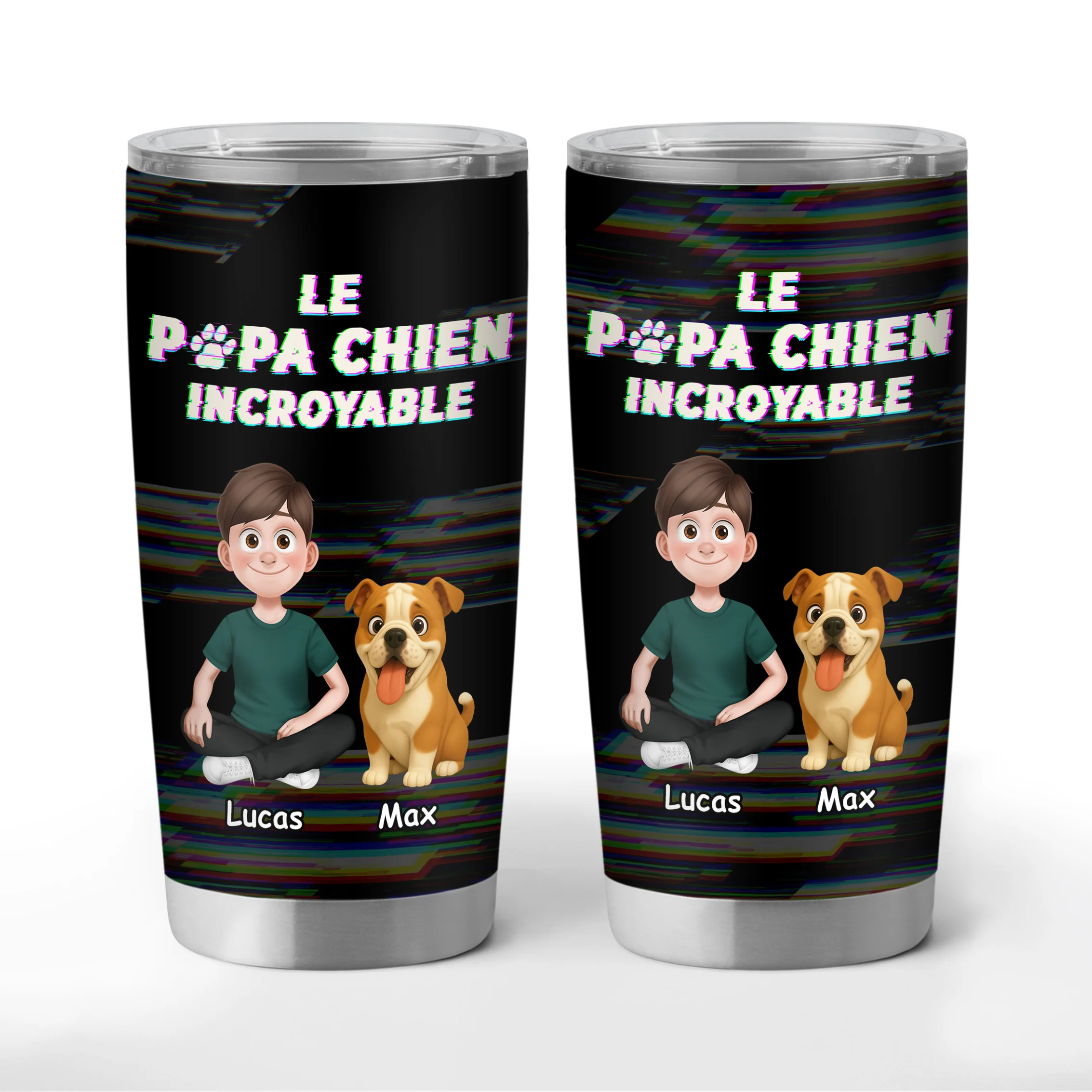 Mug Isotherme Personnalisé Prénom 590ml - Papa Chien Et Maman Chien