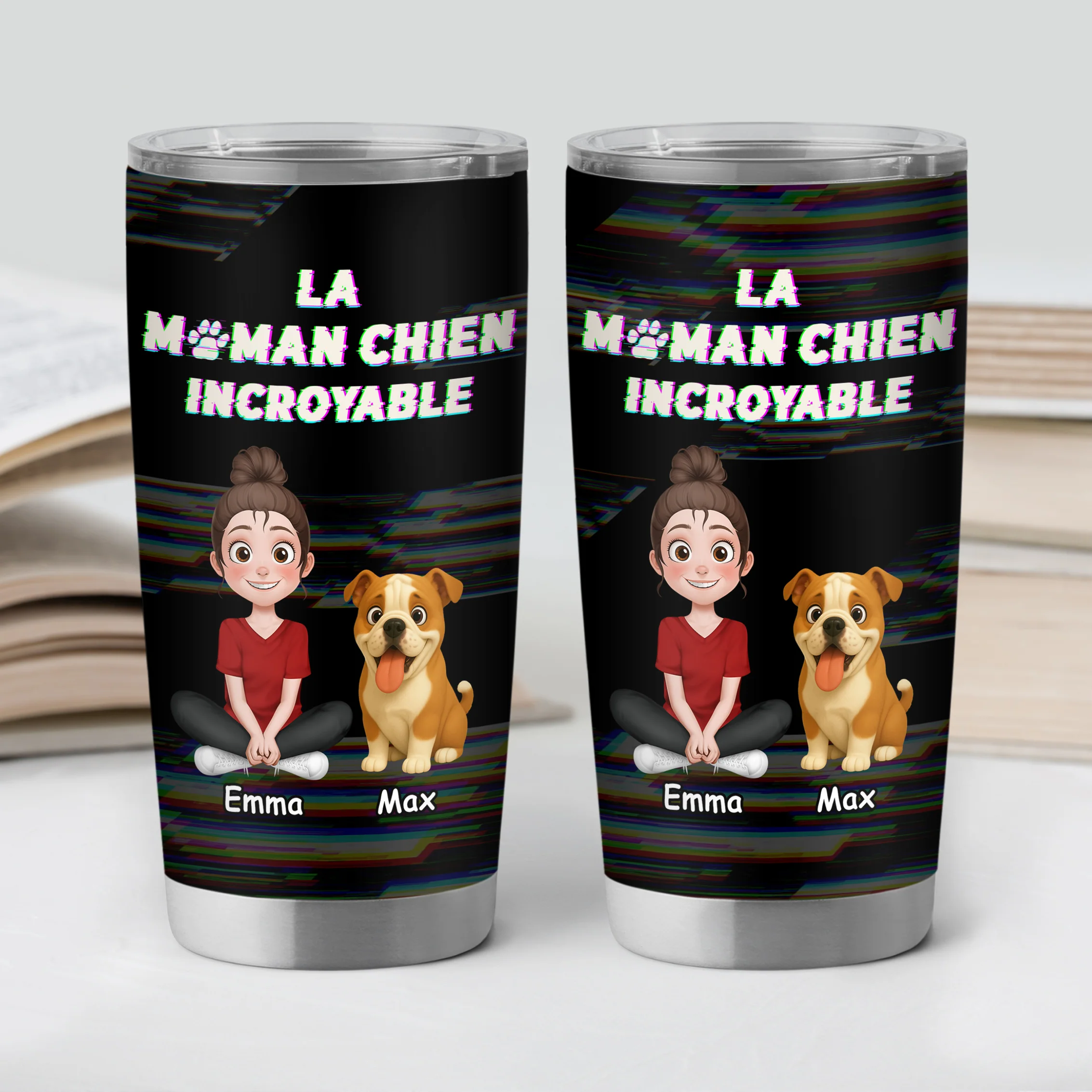 Mug Isotherme Personnalisé Prénom 590ml - Papa Chien Et Maman Chien - Image 2