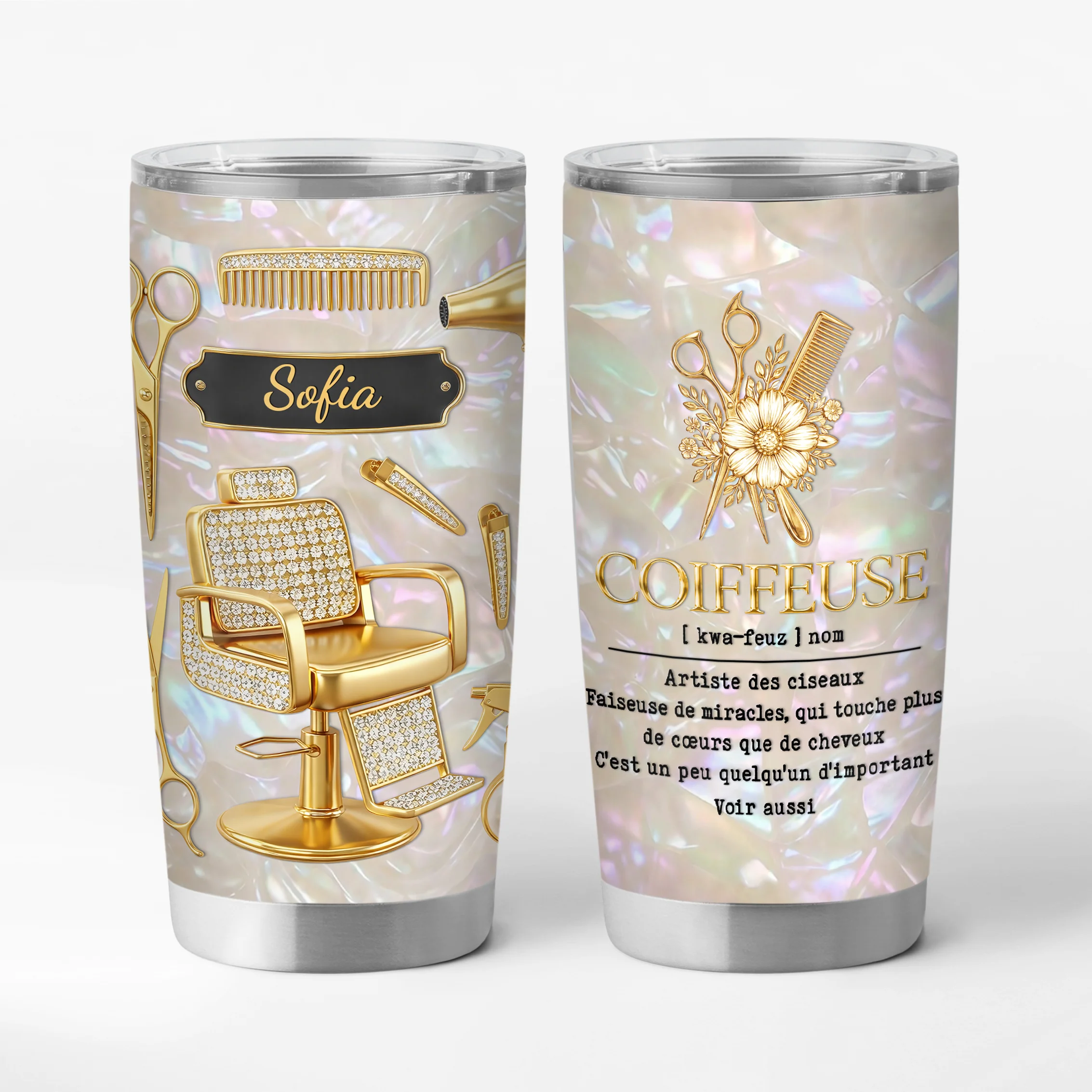 Mug Isotherme Personnalisé Prénom - Cadeau Original Pour Coiffeuse