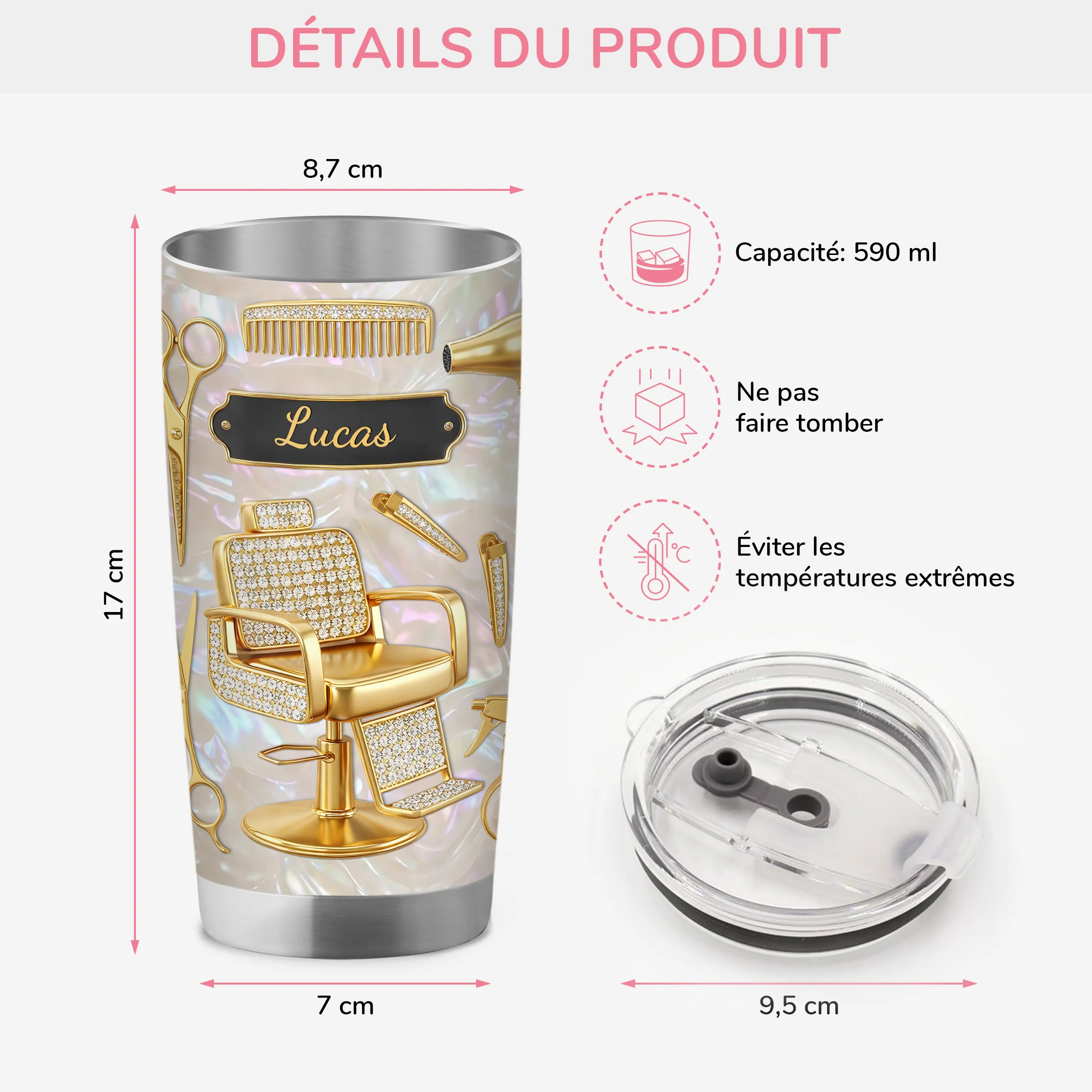 Mug Isotherme Personnalisé Prénom - Cadeau Original Pour Coiffeuse - Image 3