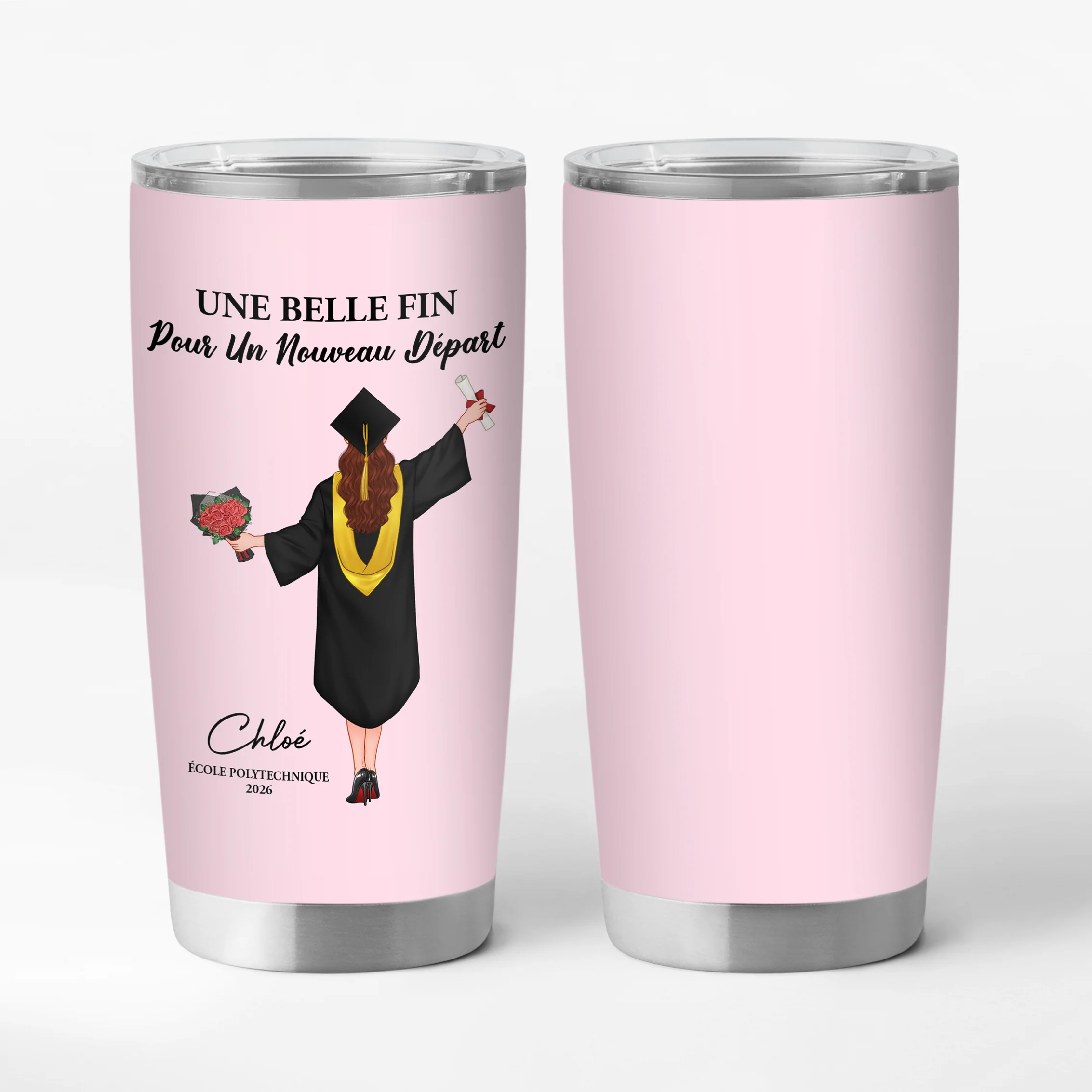 Mug Isotherme Personnalisé Texte - Belle Fin Cadeau Pour Diplôme Universitaire